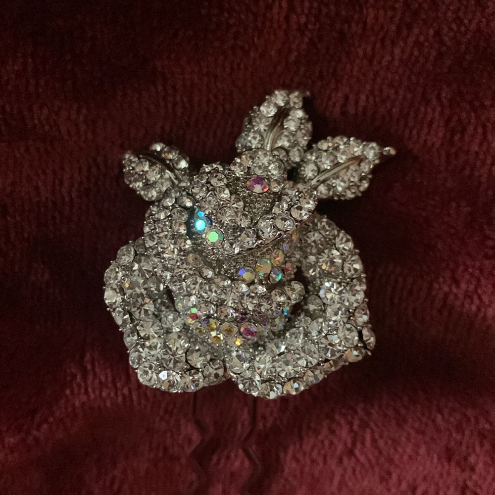 Sparkling Crystal Rose Brooch